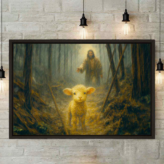 The Lost Sheep Premium Canvas Jesus Leaving the 99 for The One
