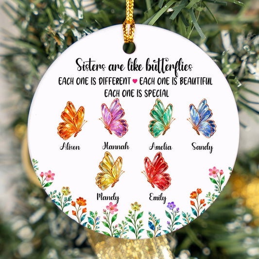 Sisters are like butterflies Custom Ceramic Ornament