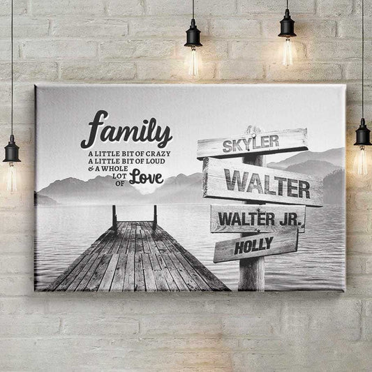 Lake Dock BW Multi-Names Premium Canvas