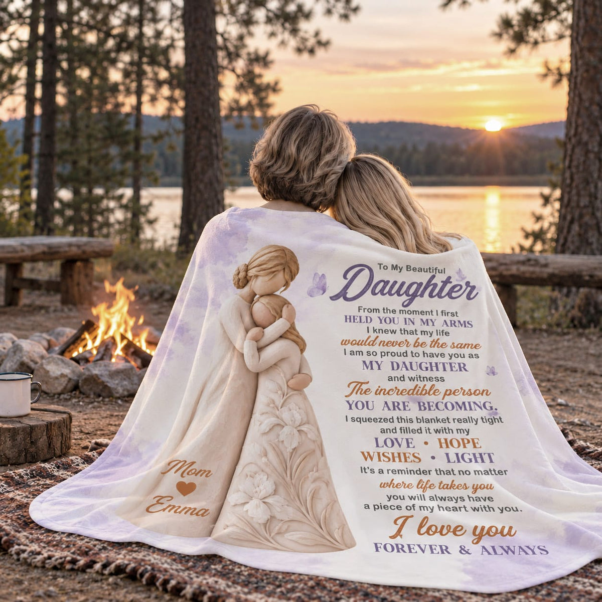 Moment I First Held You Custom Birth Flower To My Daughter Sherpa Blanket
