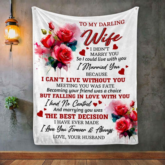 To My Darling Wife Red Roses Sherpa Blanket