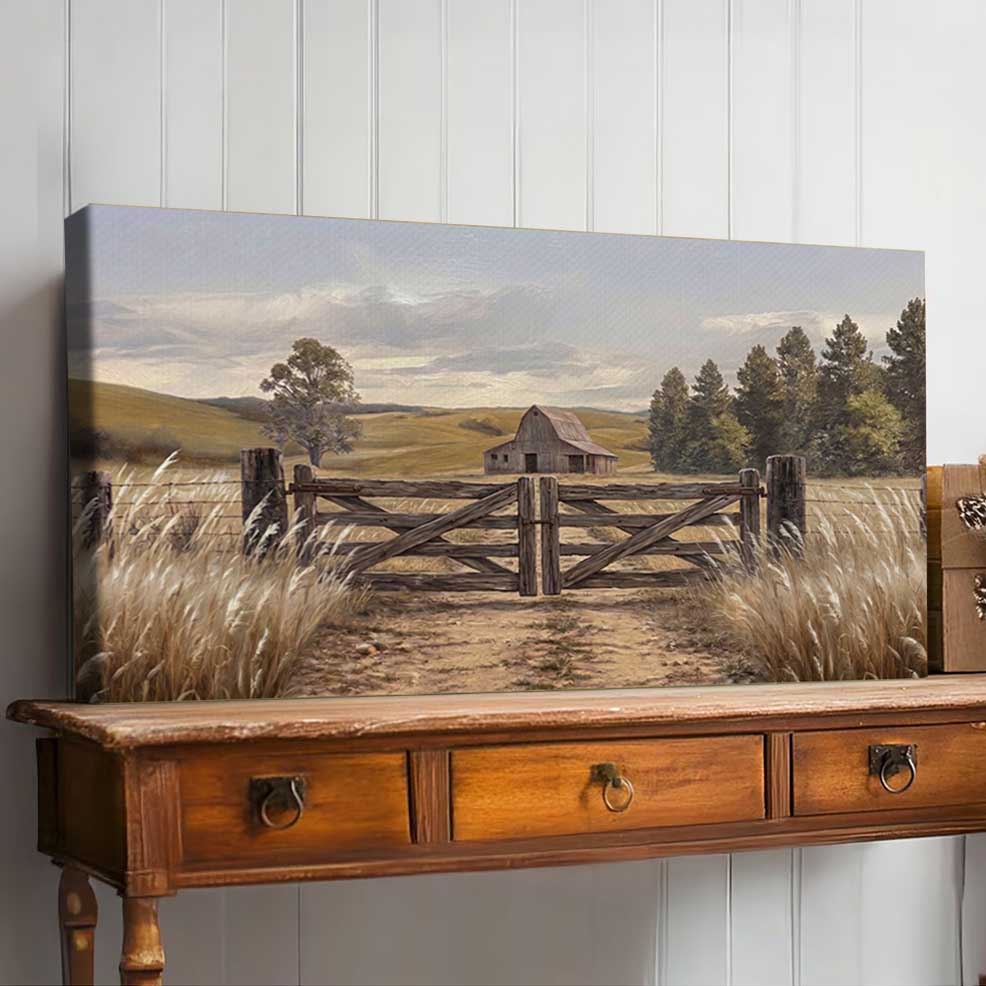 Rustic Ranch Gate Modern Farmhouse Canvas