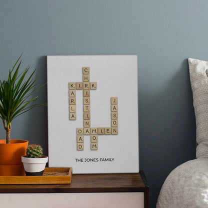 Crossword Scrabble Personalized Names Canvas for Family