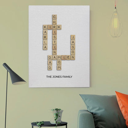 Crossword Scrabble Personalized Names Canvas for Family