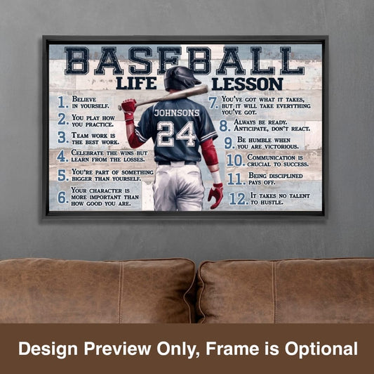 Baseball Life Lessons Personalized Canvas Sports Room