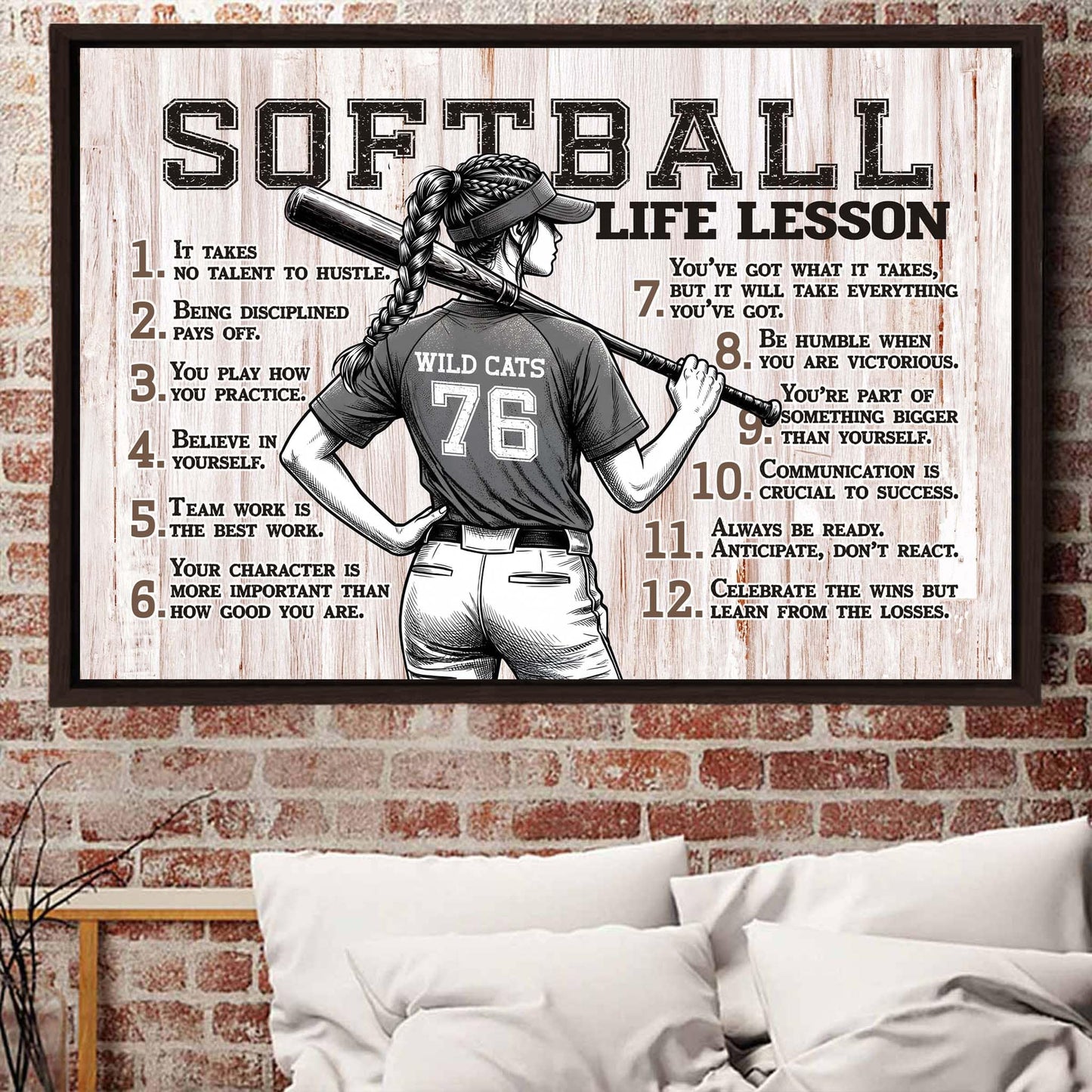 Softball Life Lessons Personalized Canvas Sports Room