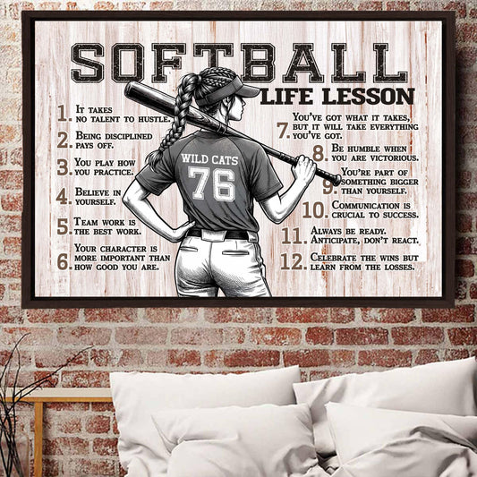 Softball Life Lessons Personalized Canvas Sports Room