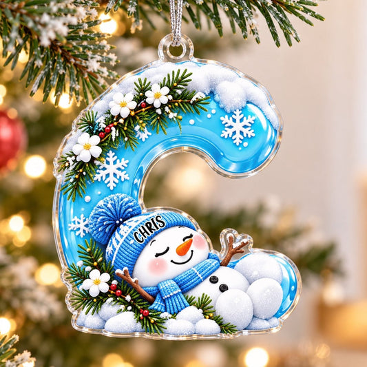 Snowman Initial Custom Acrylic Ornament
