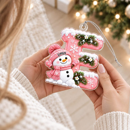 Snowman Initial Custom Acrylic Ornament