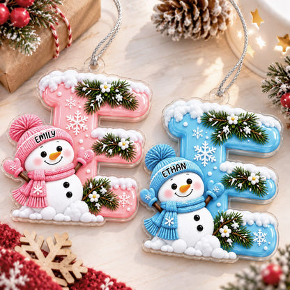 Snowman Initial Custom Acrylic Ornament