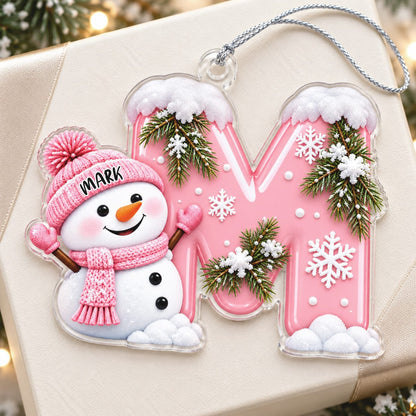 Snowman Initial Custom Acrylic Ornament