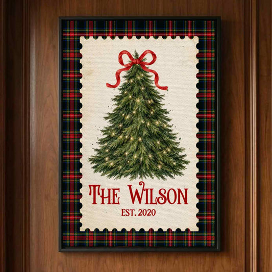 Custom Family Name Stamp Of Tree Wall Art