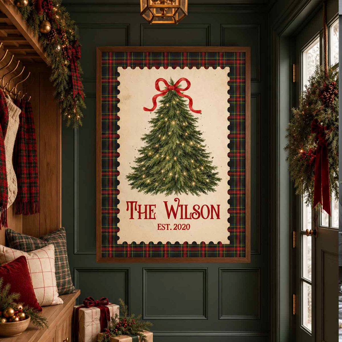 Custom Family Name Stamp Of Tree Wall Art