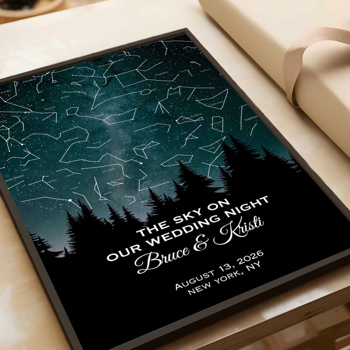 Our Starry Night Custom Star Map Premium Canvas