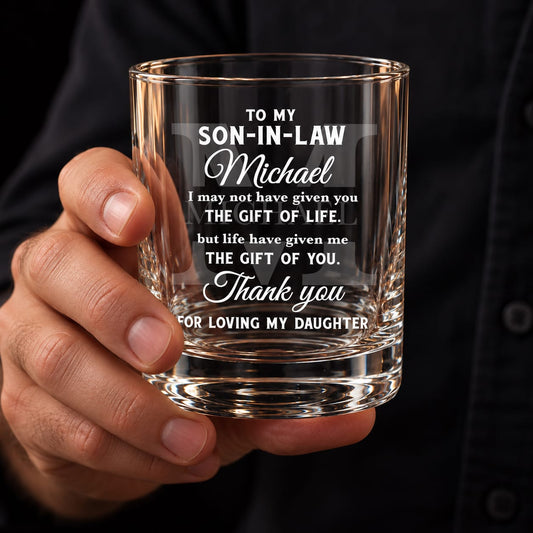 To My Son In Law Custom Thank you Rocks Glass, 10oz