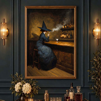 Witch at Bar Dark Academia Gothic Wall Art