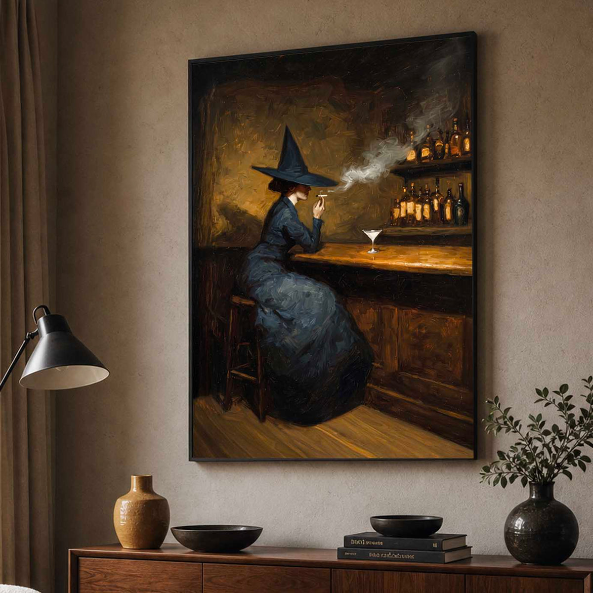 Witch at Bar Dark Academia Gothic Wall Art