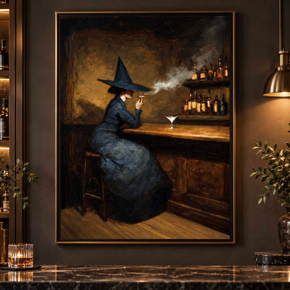 Witch at Bar Dark Academia Gothic Wall Art