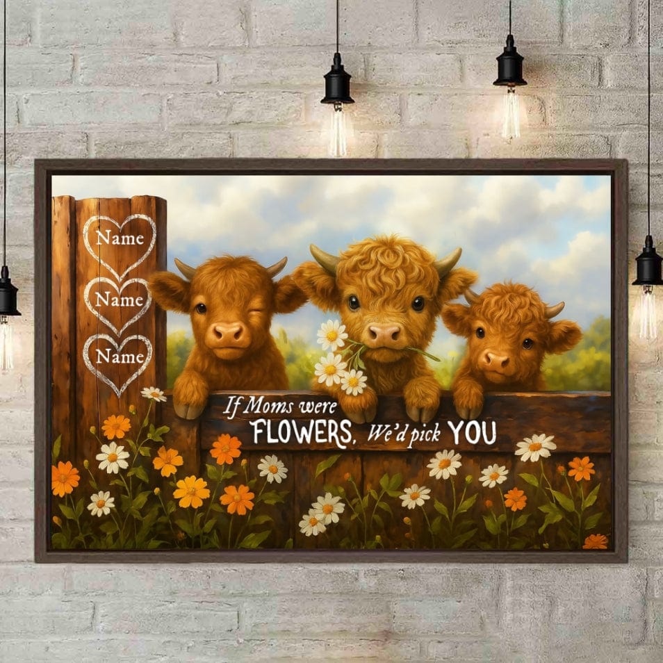 We'd Pick You Highland Cow Custom Canvas