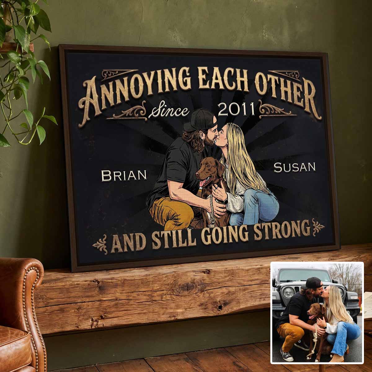Annoying Each Other Custom Couple Art Canvas