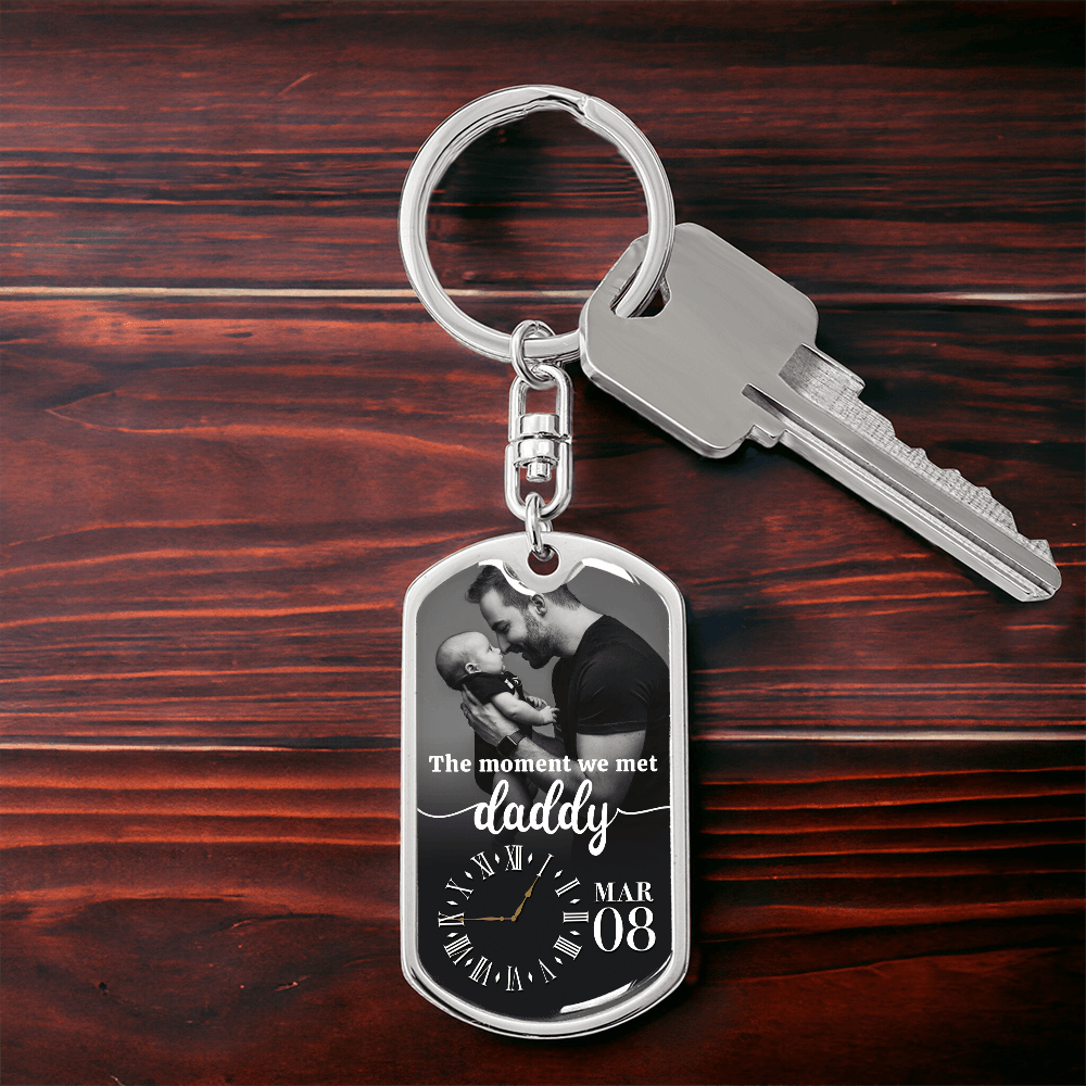 The Moment We Met Custom Keychain  For New Dad Grandpa