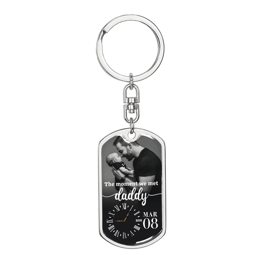 The Moment We Met Custom Keychain  For New Dad Grandpa