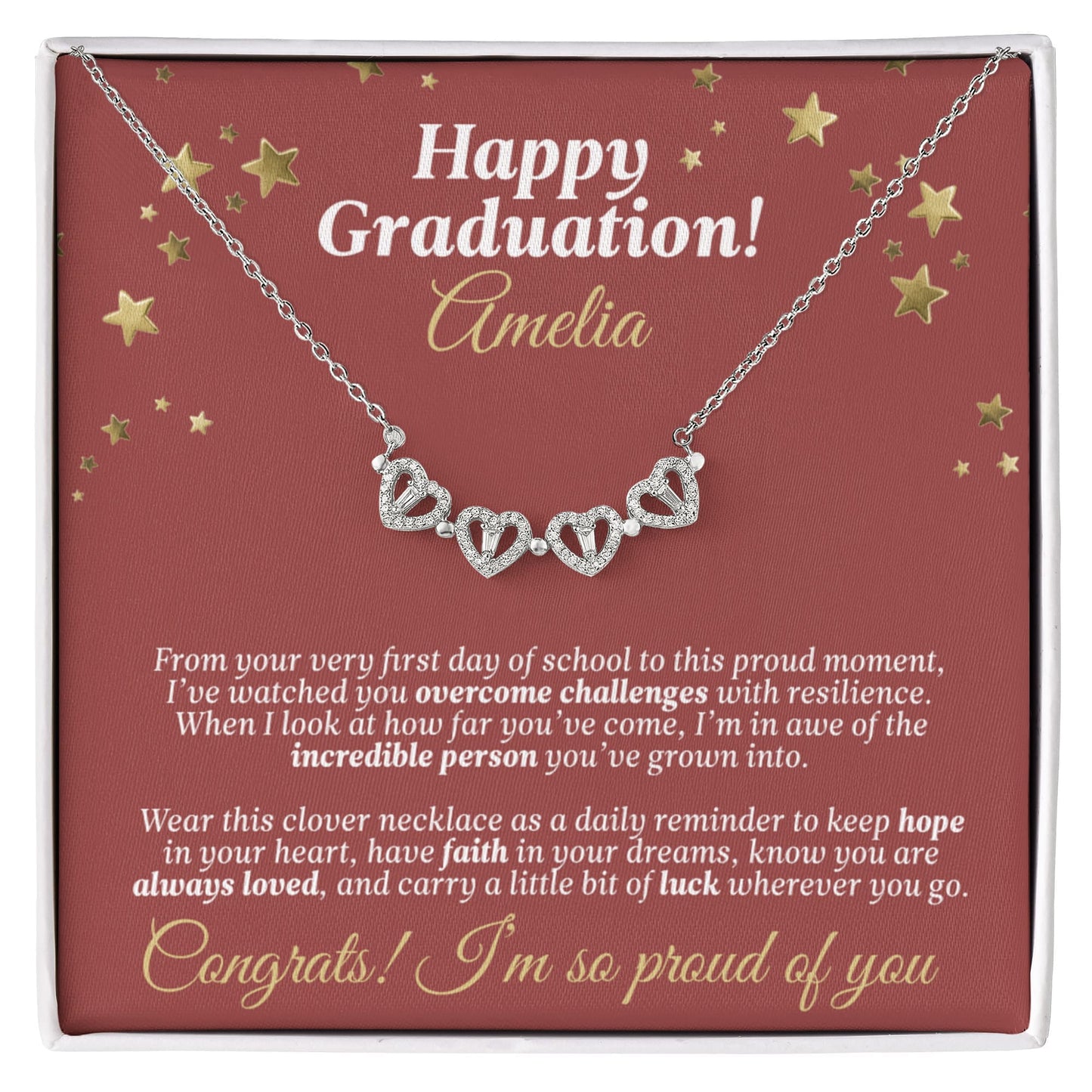 Happy Graduation Lucky Clover Necklace