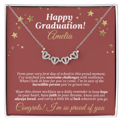Happy Graduation Lucky Clover Necklace