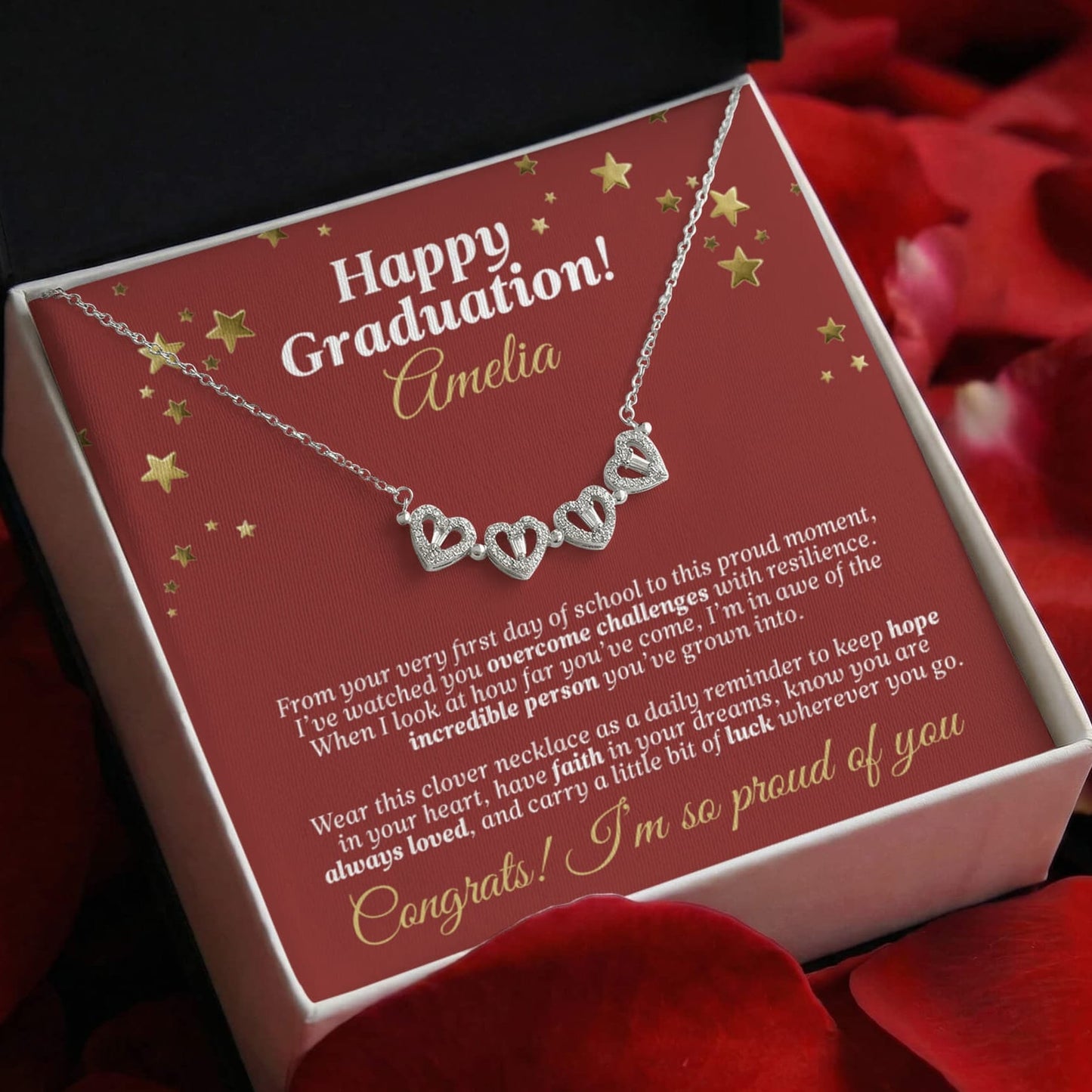 Happy Graduation Lucky Clover Necklace