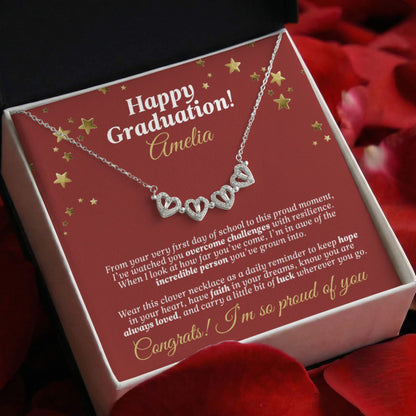 Happy Graduation Lucky Clover Necklace