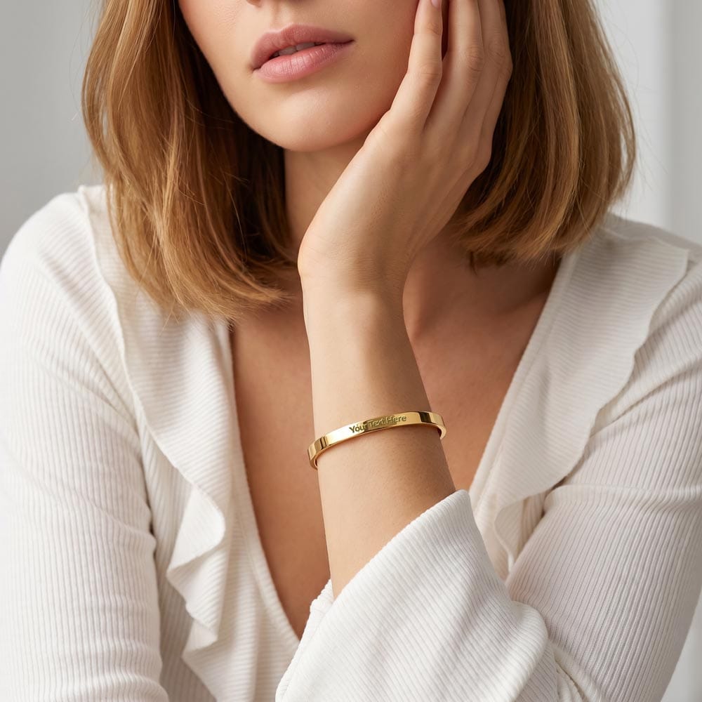 Just Breath Custom Message Engraved Cuff Bracelet