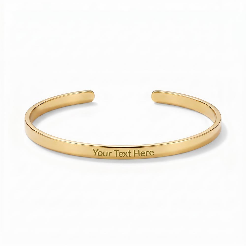 Just Breath Custom Message Engraved Cuff Bracelet