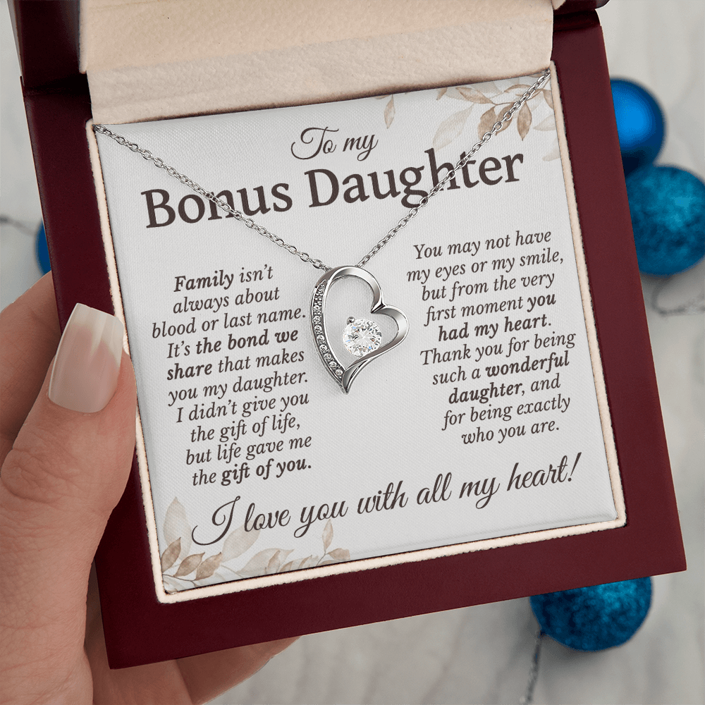 Family Isn't About Blood Or Last Name | To My Bonus Daughter Necklace