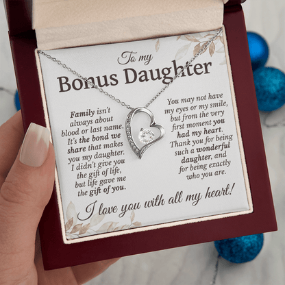 Family Isn't About Blood Or Last Name | To My Bonus Daughter Necklace