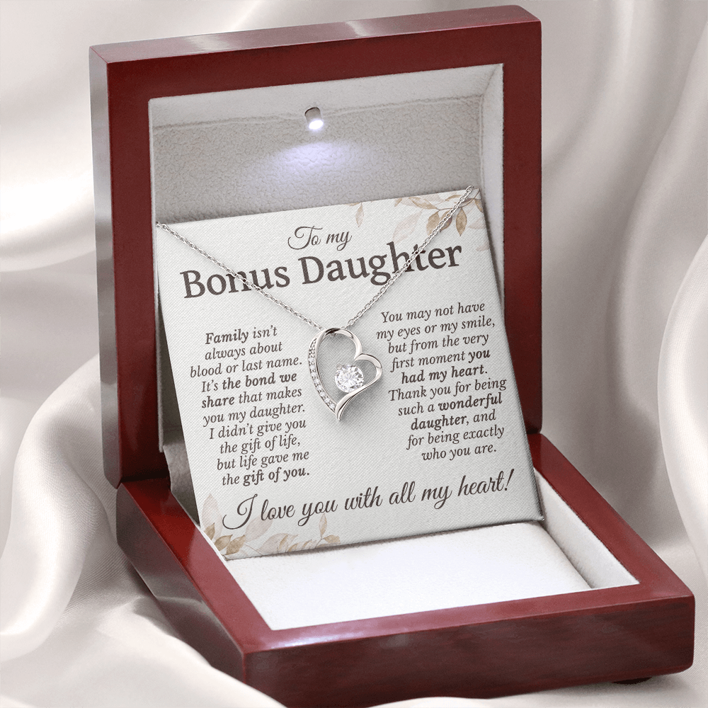 Family Isn't About Blood Or Last Name | To My Bonus Daughter Necklace