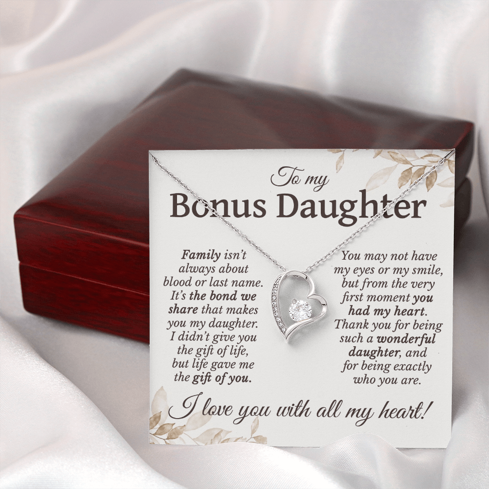 Family Isn't About Blood Or Last Name | To My Bonus Daughter Necklace