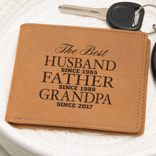 The Best Husband Father Grandpa Personalized Leather Wallet