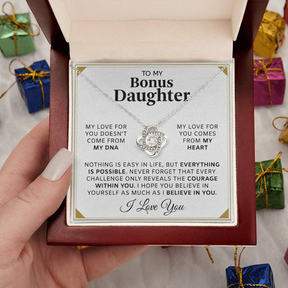 To My Bonus Daughter Love Knot Necklace