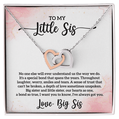Little Sis Big Sis Interlocking Hearts Necklace