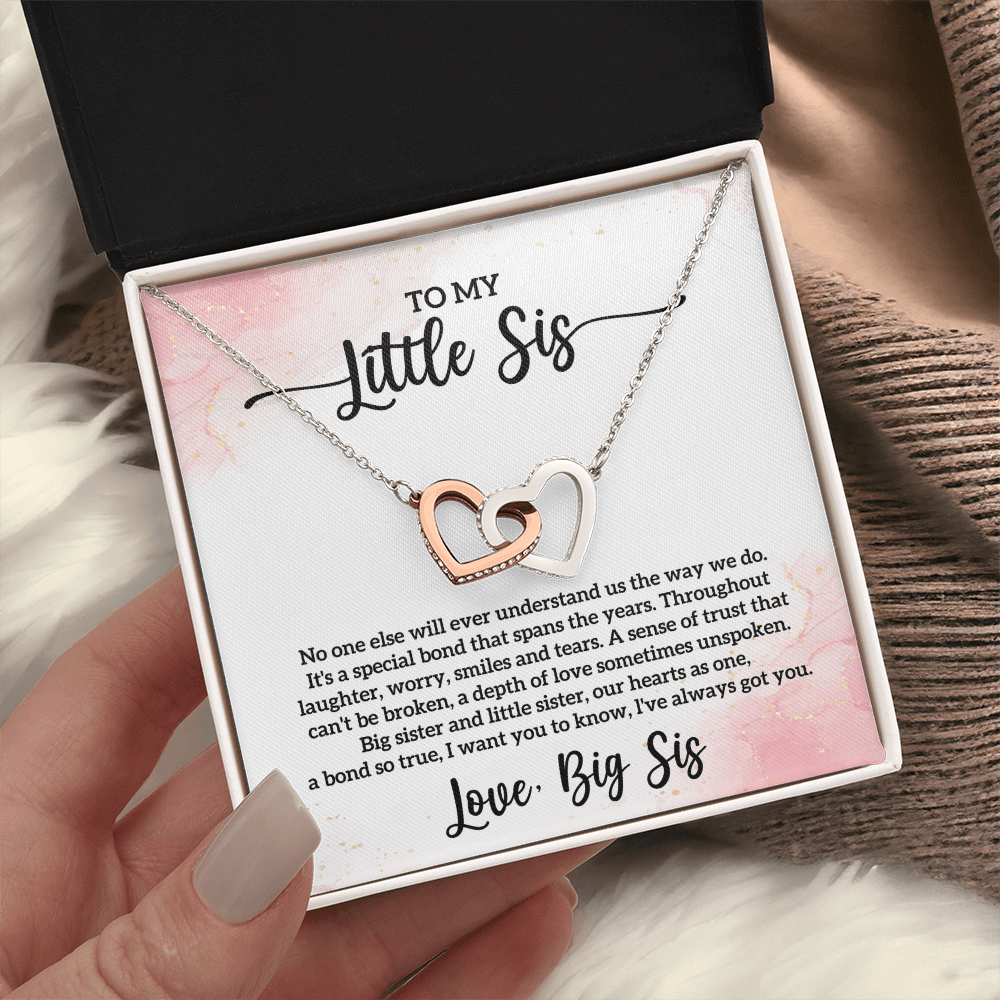 Little Sis Big Sis Interlocking Hearts Necklace