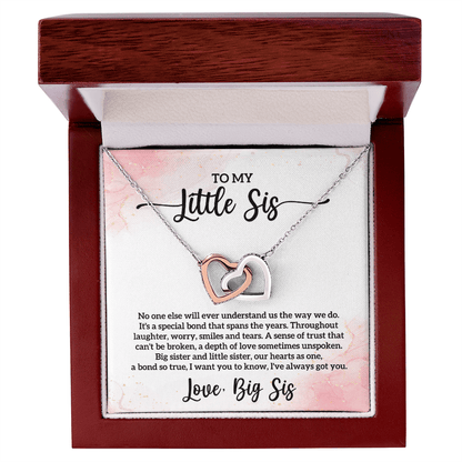 Little Sis Big Sis Interlocking Hearts Necklace