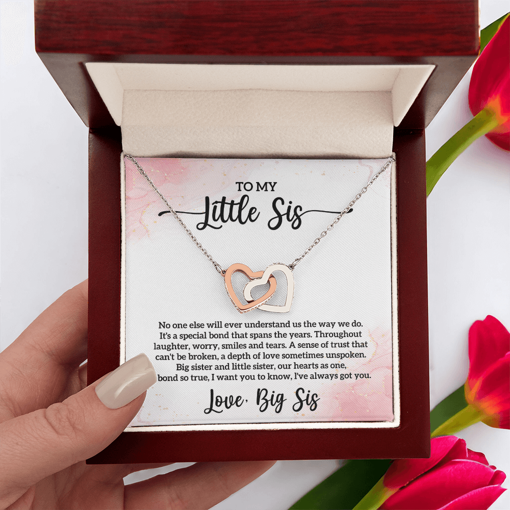 Little Sis Big Sis Interlocking Hearts Necklace