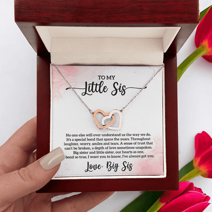 Little Sis Big Sis Interlocking Hearts Necklace