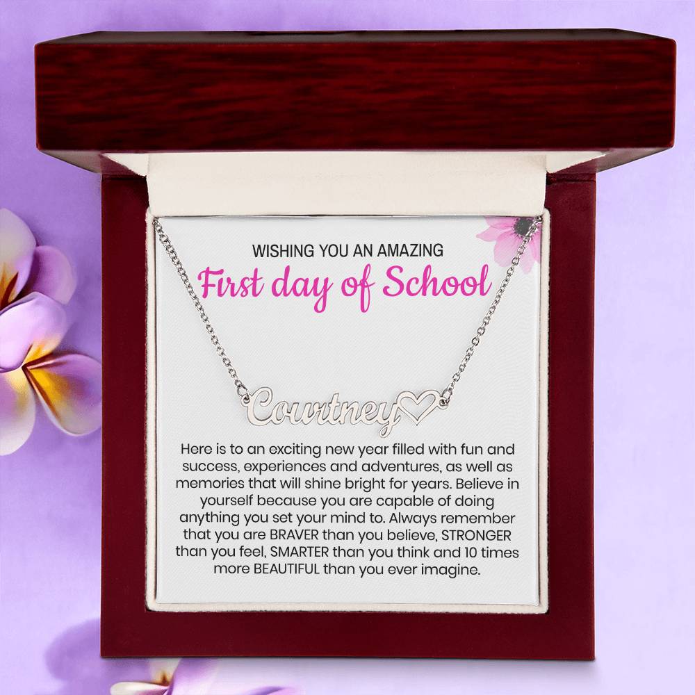 First Day Of School Custom Name Necklace