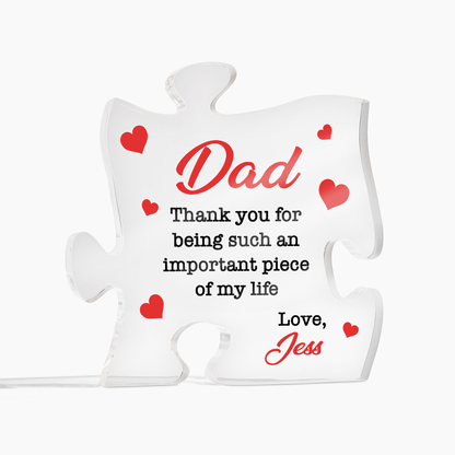 Important Piece Custom Puzzle Keepsake For Mom Dad