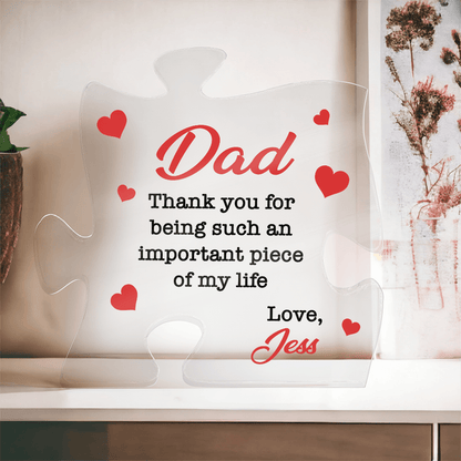 Important Piece Custom Puzzle Keepsake For Mom Dad
