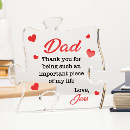 Important Piece Custom Puzzle Keepsake For Mom Dad