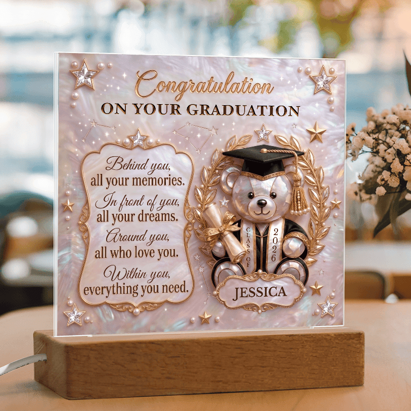 Graduation Bear Custom Printed Acrylic Keepsake Plaque
