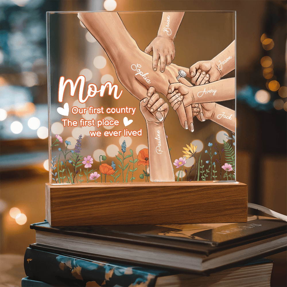 Mom Our First Country Custom Acrylic Keepsake Light
