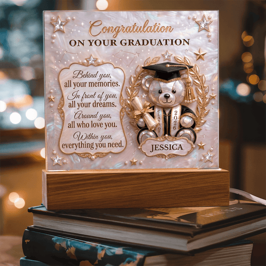 Graduation Bear Custom Printed Acrylic Keepsake Plaque
